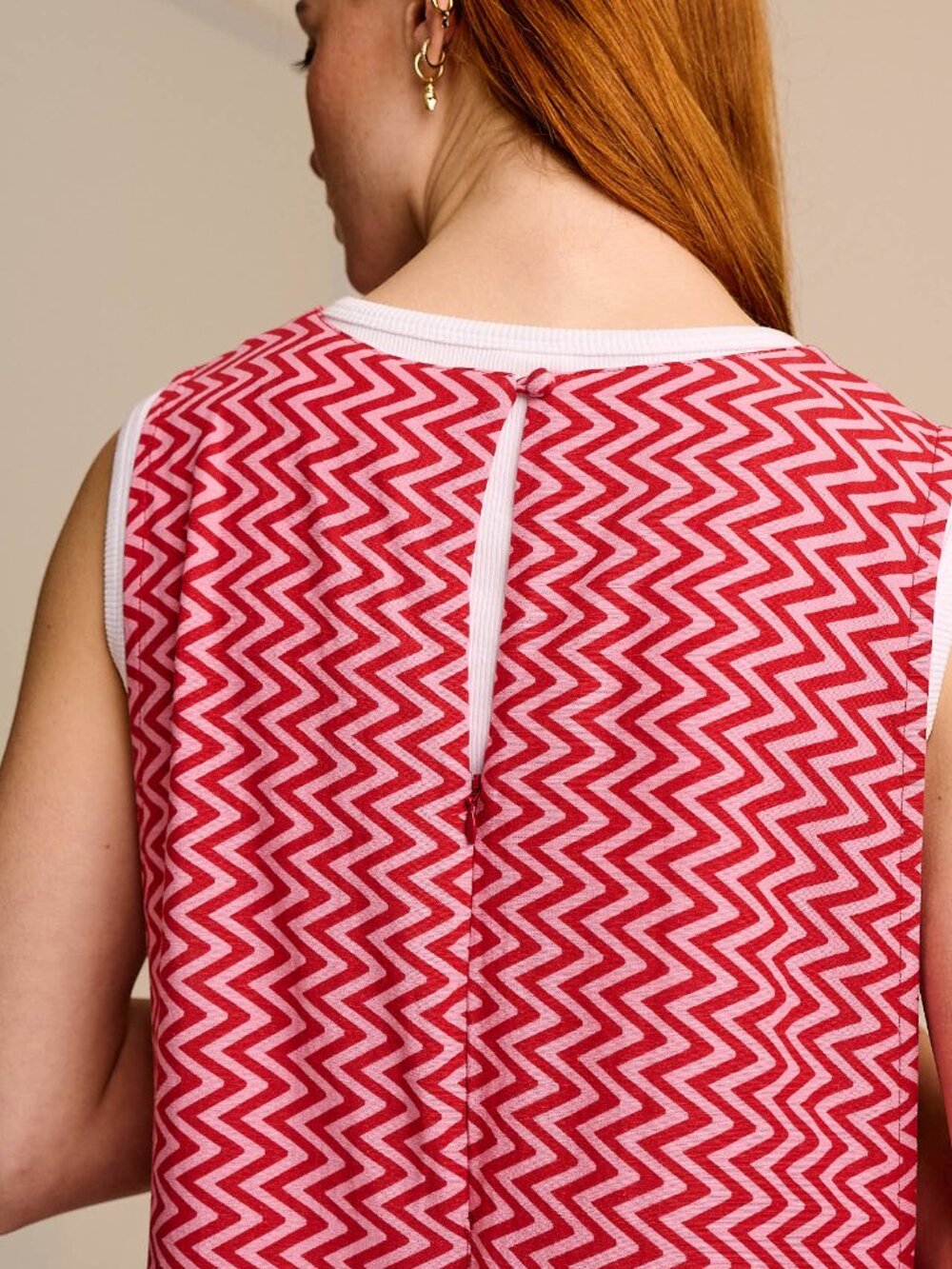 NWT Lucy & Yak Tilda Jumpsuit Pink Zig Zag UK 16 US 12 Sold Out Online - Picture 2 of 4